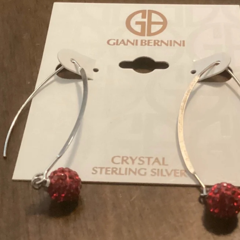 Giani Bernini Red Crystal Sterling Silver dangle Earrings